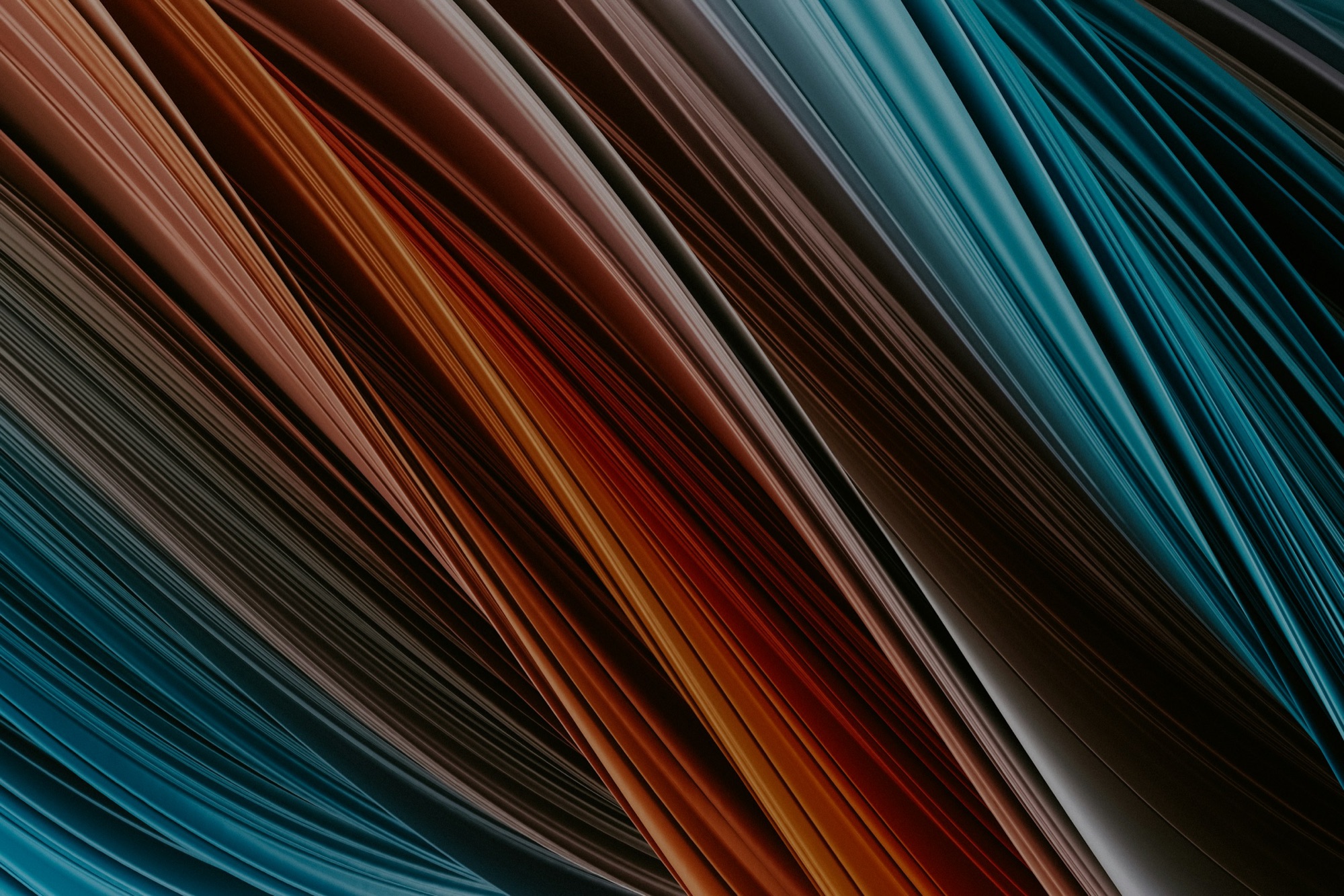 Diagonal threads of teal and copper — the Amaya identity photograph